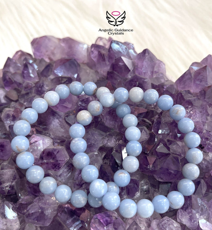 Angelite Natural Round Bracelet