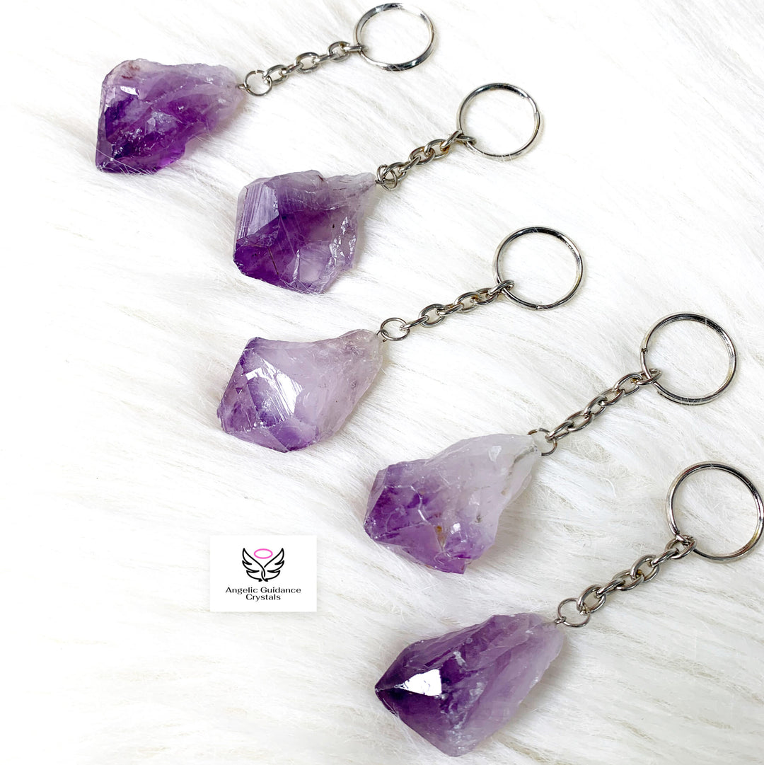 Amethyst Raw Keychain