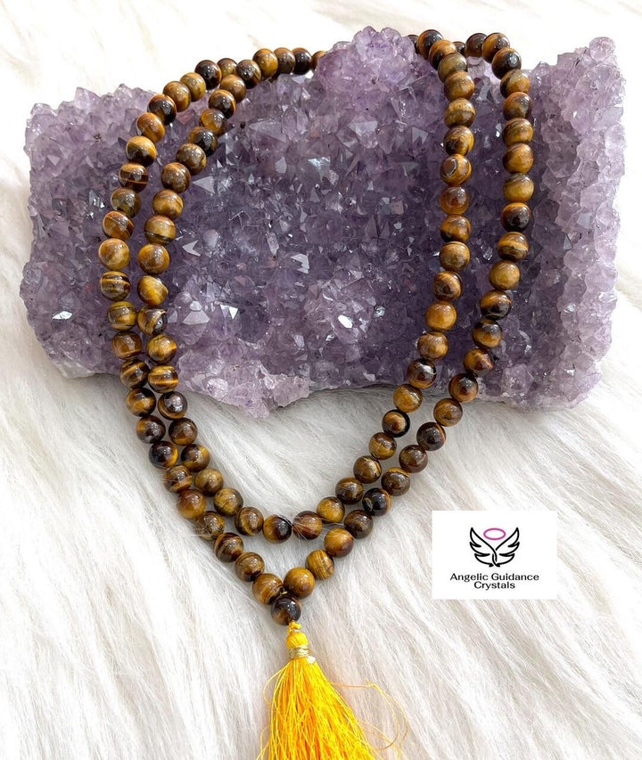 Tigers Eye Round Mala 108 Beads