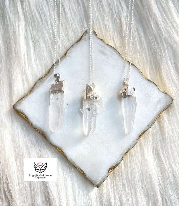 Clear Quartz Natural Point Sterling Silver Chain Necklace