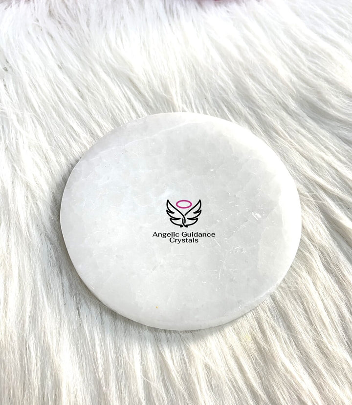 Selenite Round Coaster Large