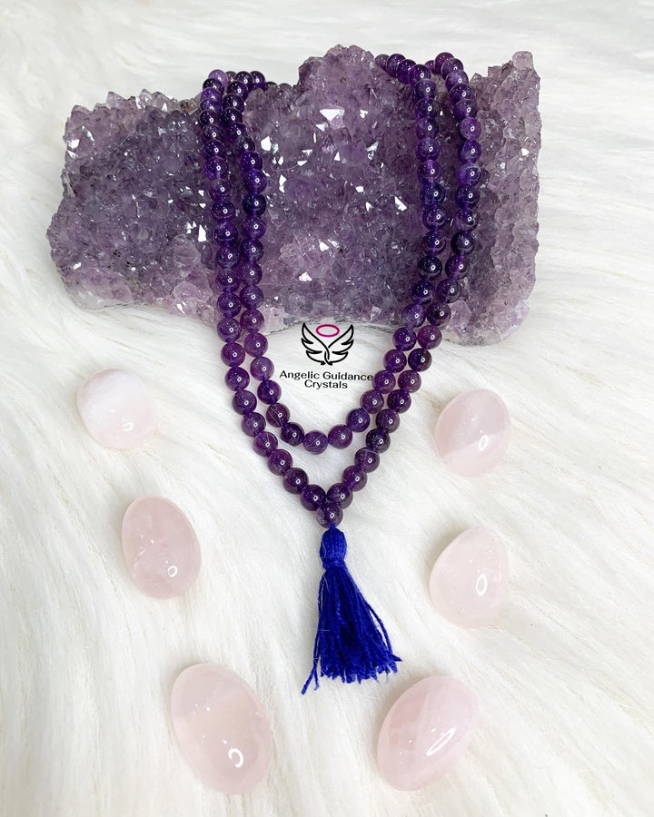 Amethyst Round 8mm Mala 108 Beads