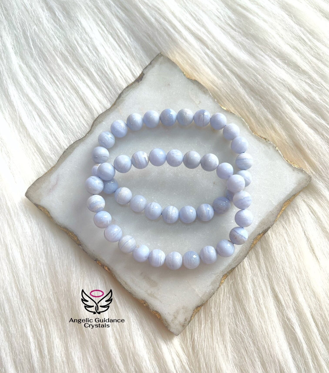 Blue Lace Agate Round Bracelet AA