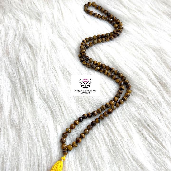 Tigers Eye Round Mala 108 Beads