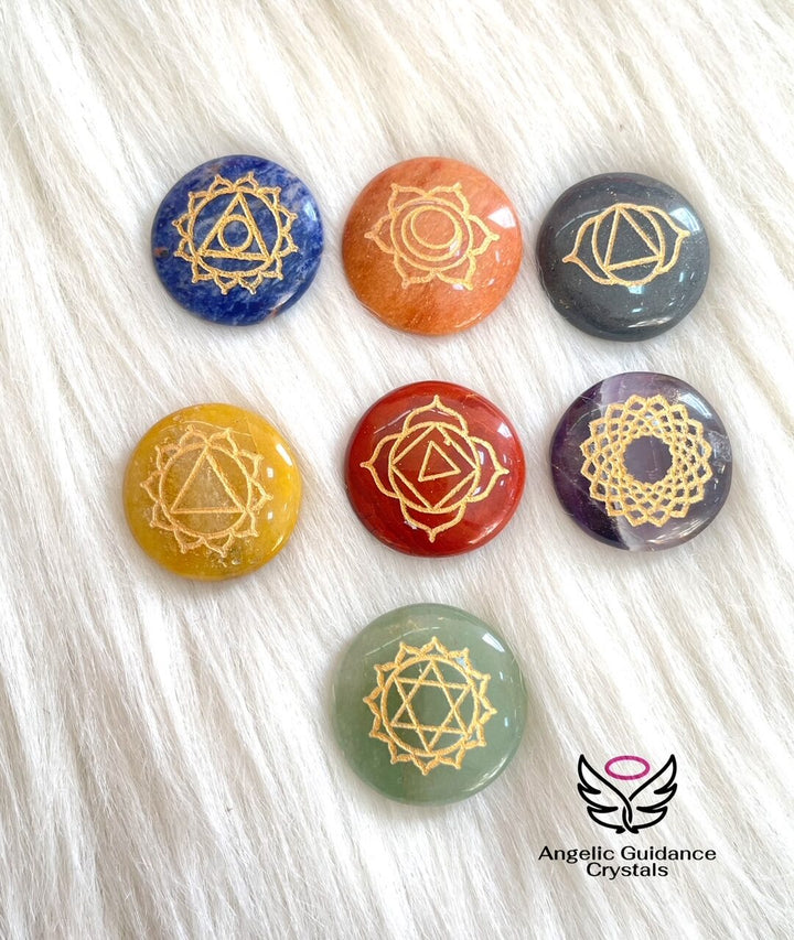 Seven Chakra Engraved Palmstone Set