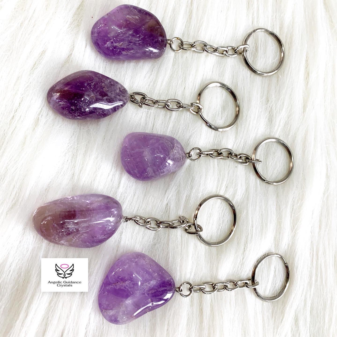 Amethyst Natural Tumble Keychain