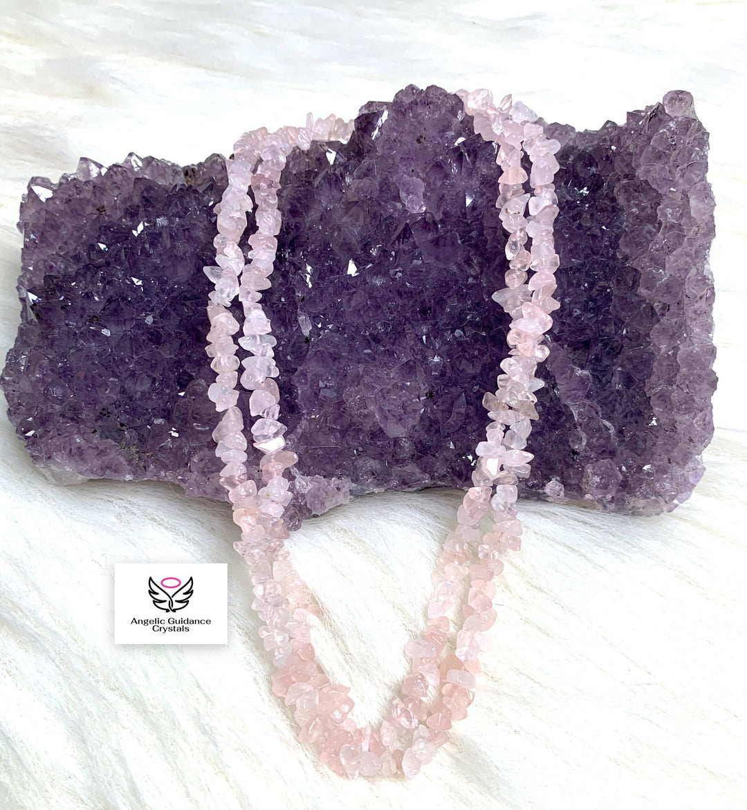 Rose Quartz Chip Mala