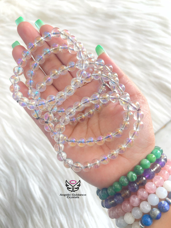 Aura Quartz Round Bracelet AAA