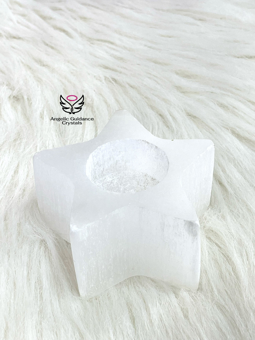 Selenite Candle Holder Star Shape