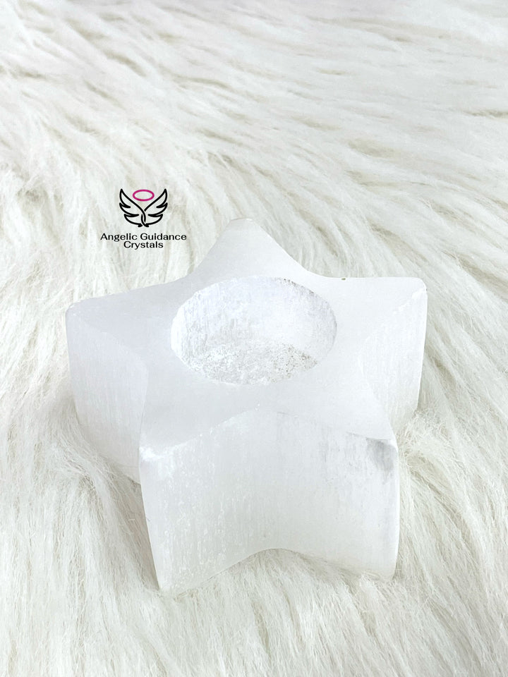 Selenite Candle Holder Star Shape