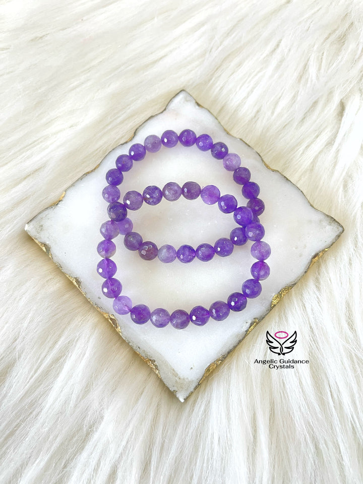 Amethyst Faceted Bracelet AA 8mm