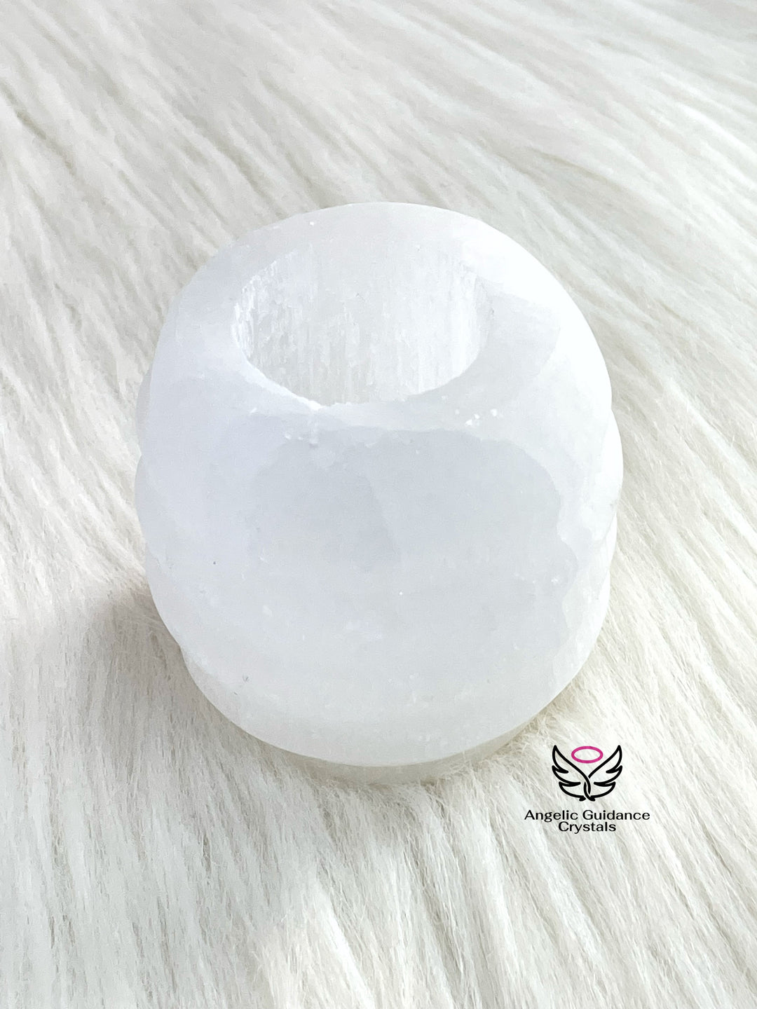 Selenite Candle Holder Circular Large