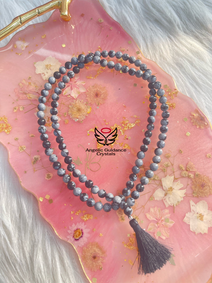 Snowflake Obsidian Mala 108 Beads