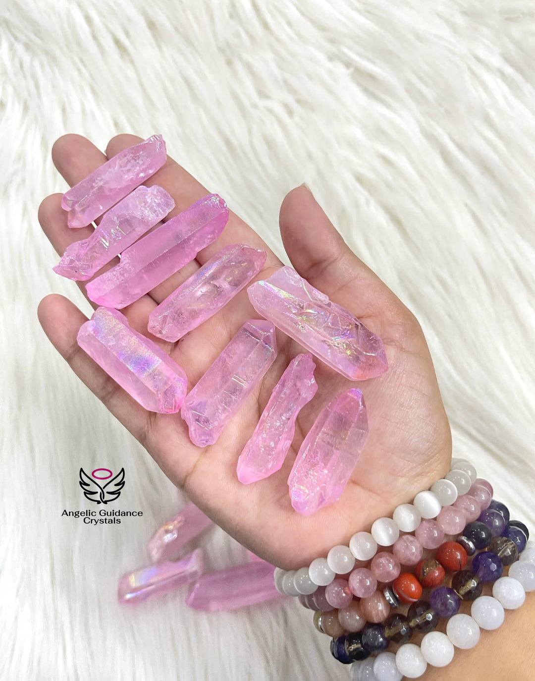 Pink Aura Quartz Point