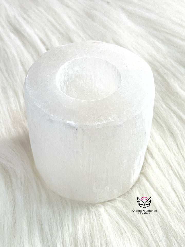 Selenite Candle Holder Round Shape