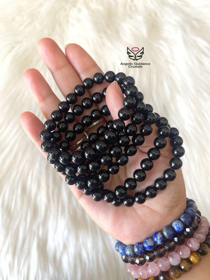 Black Tourmaline Round Bracelet