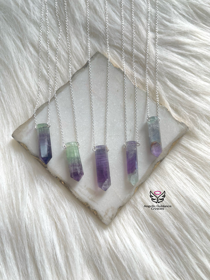 Rainbow Fluorite Silver Necklace