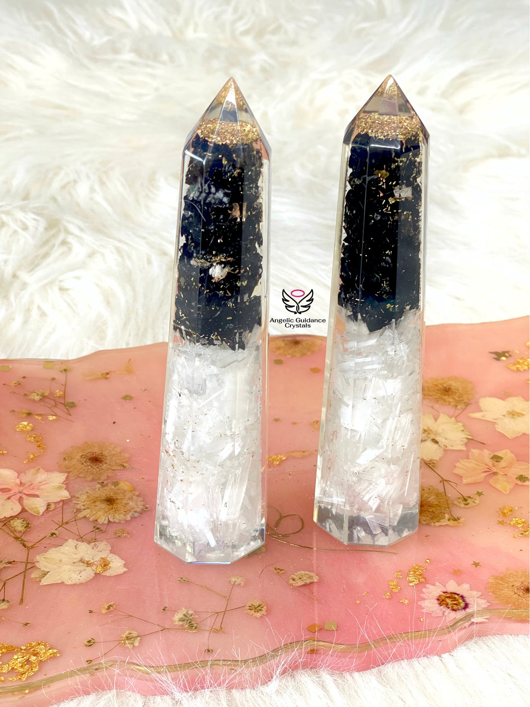 Black Tourmaline And Selenite Orgone Tower