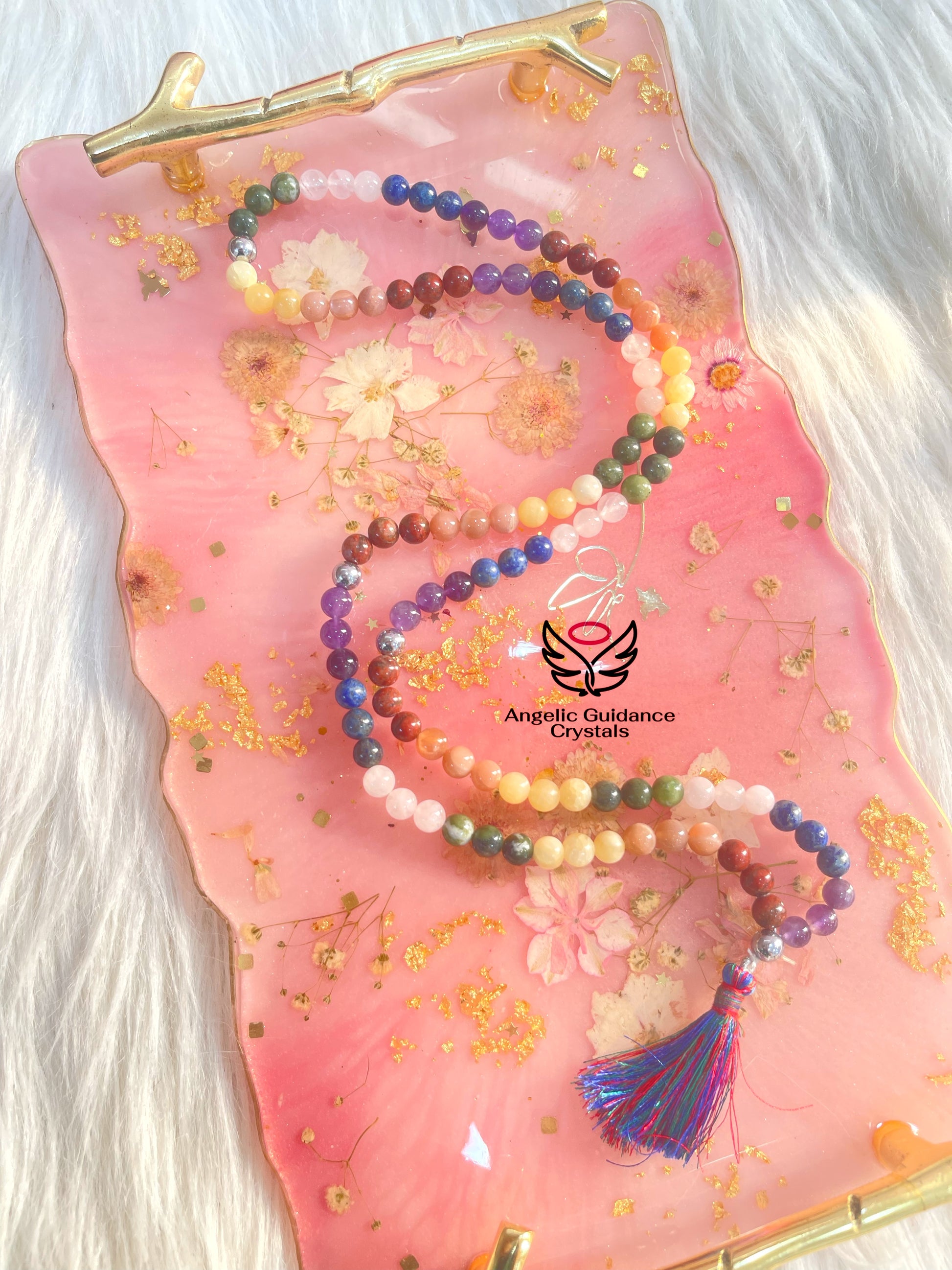 Seven Chakra Round Beads Jaap Mala for Balance at Talk to Crystals