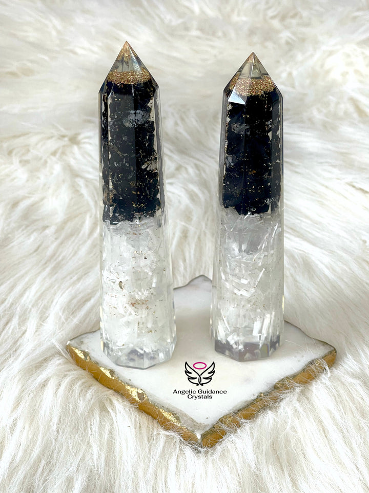 Black Tourmaline And Selenite Orgone Tower