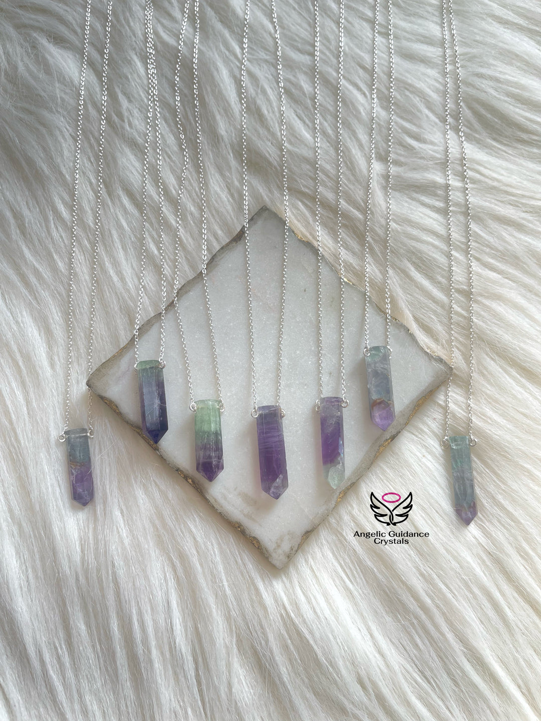 Rainbow Fluorite Silver Necklace