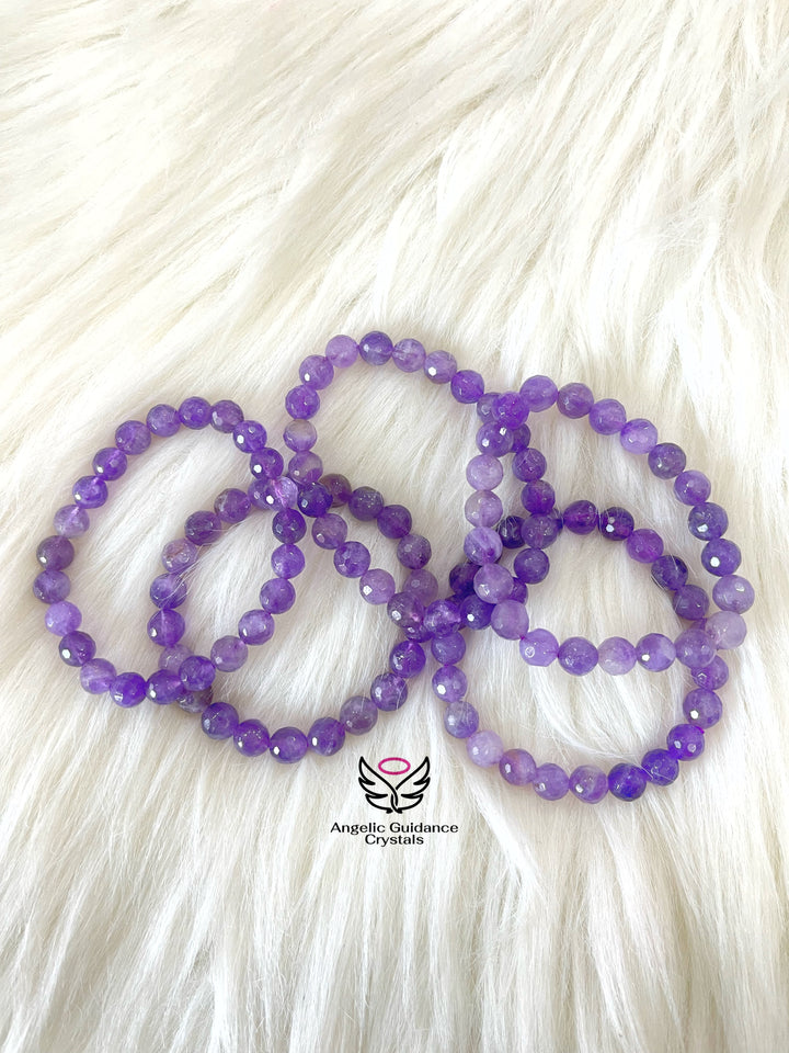 Amethyst Faceted Bracelet AA 8mm