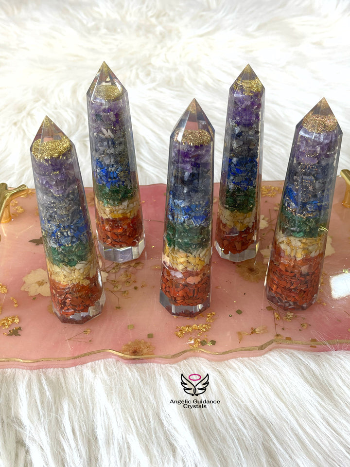 Seven Chakra Orgone Tower